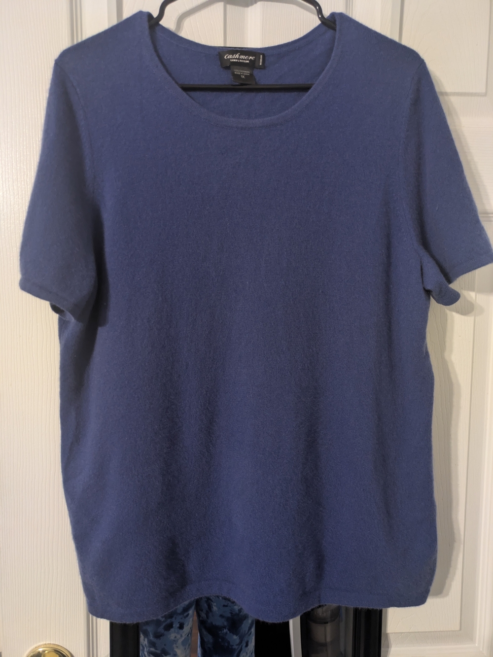 Lord & Taylor Short-Sleeve Scoop Neck Sweater in Blue